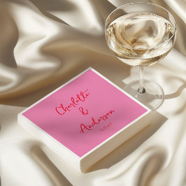 Guardanapo De Papel Casamento Personalizado Vermelho Cor-de-rosa Branc