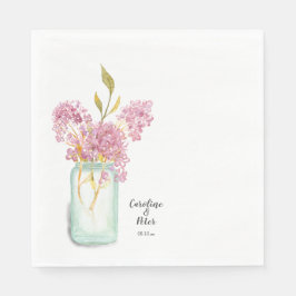 Guardanapo De Papel Casamento Pink Lilac Blossom Mason Jar