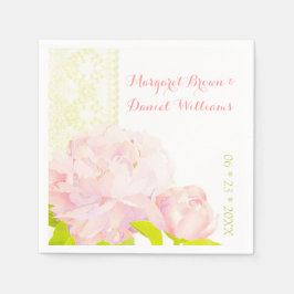 Guardanapo De Papel Casamento Pink Peony Ivory Faux Lace