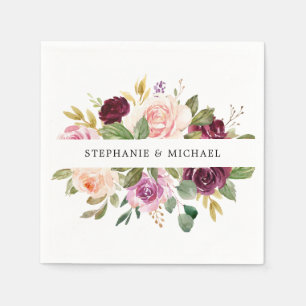 Guardanapo De Papel Casamento Plum Purple Blush Botânico