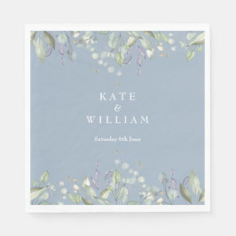 Guardanapo De Papel Casamento Poeira Azul Floral Verde Lilás