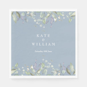 Guardanapo De Papel Casamento Poeira Azul Floral Verde Lilás