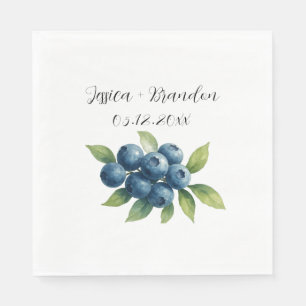 Guardanapo De Papel Casamento por Aquarela com Fruta de Aromas Azul