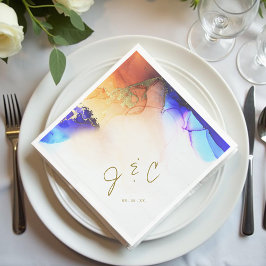 Guardanapo De Papel Casamento por Monograma Moderno Vibrante