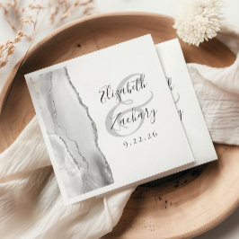 Guardanapo De Papel Casamento Prateado de Cinzas de Script de Geodo Ag