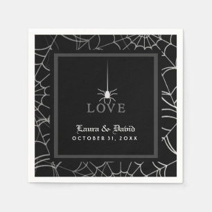 Guardanapo De Papel Casamento preto & branco do Dia das Bruxas do AMOR