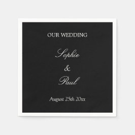 Guardanapo De Papel Casamento Preto-Branco Elegante Casamento Napkins