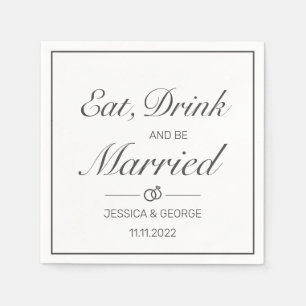 Guardanapo De Papel Casamento preto branco minimalista moderno
