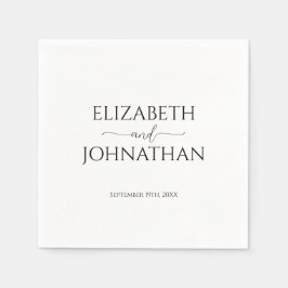 Guardanapo De Papel Casamento preto e branco com script mínimo simples