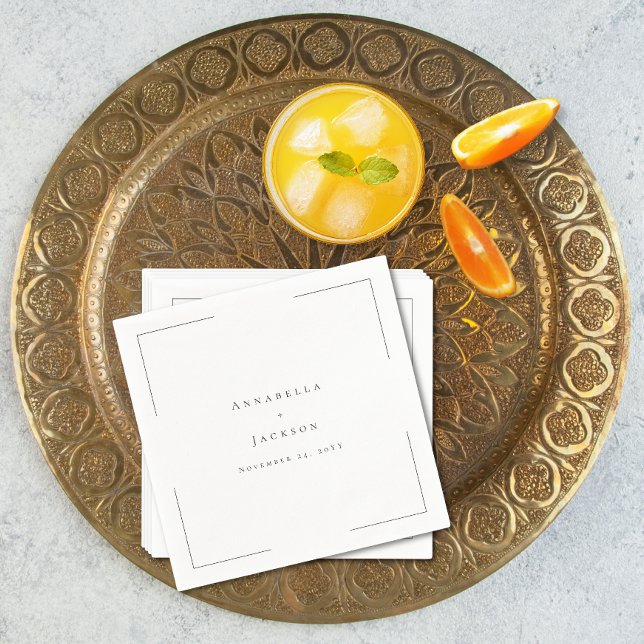 Guardanapo De Papel Casamento preto e branco com tipografia mínima (Minimal Typography Black & White Wedding Napkins)