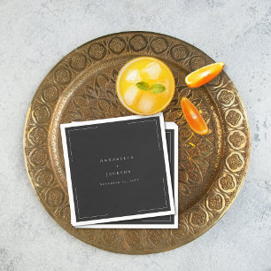 Guardanapo De Papel Casamento preto e branco com tipografia mínima