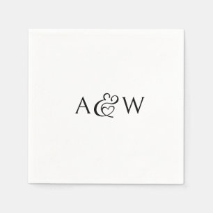 Guardanapo De Papel Casamento preto e branco do Monograma de Ampersand