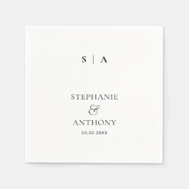 Guardanapo De Papel Casamento preto e branco do Monograma Mínimo Moder