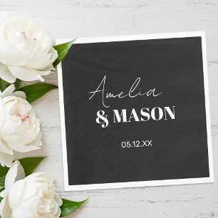Guardanapo De Papel Casamento Preto e Branco Minimalista Moderno
