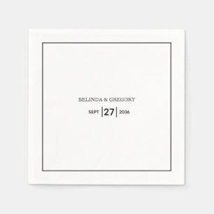 Guardanapo De Papel Casamento preto e branco simples minimalista