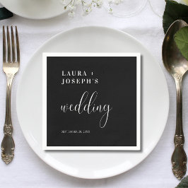 Guardanapo De Papel Casamento Preto Moderno Minimalista Personalizado
