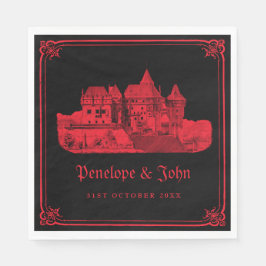 Guardanapo De Papel Casamento Preto Vermelho Castelo de Vampiro Gótico