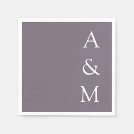 Guardanapo De Papel Casamento Púrpura Mínimo Bold Monograma Boho Dusty
