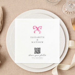 Guardanapo De Papel Casamento QR de Partilha de Coquetes de Arco Rosa