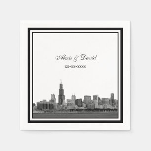 Guardanapo De Papel Casamento quadro gravado #2 da skyline de Chicago
