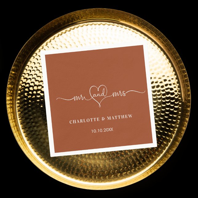 Guardanapo De Papel Casamento queimado laranja mr mr srª script simple (Criador carregado)