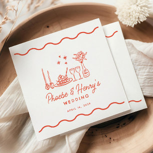 Guardanapo De Papel Casamento Rabiscado de Massa Italiana Ondulada e C