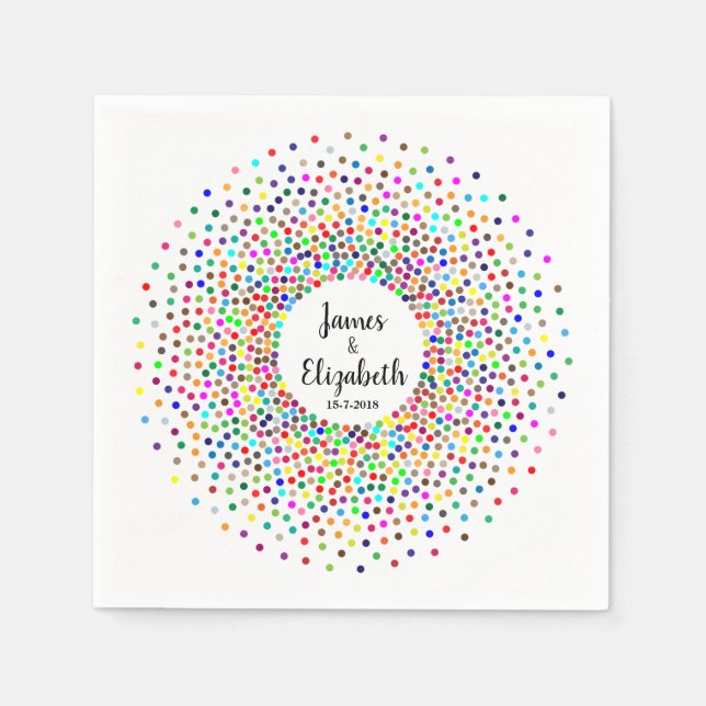 Guardanapo De Papel Casamento Rainbow Confetti (Frente)