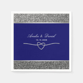 Guardanapo De Papel Casamento Real Azul de Prata Elegante Napkins