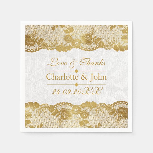 Guardanapo De Papel Casamento Real Personalizado de Locação Branca de  (Frente)