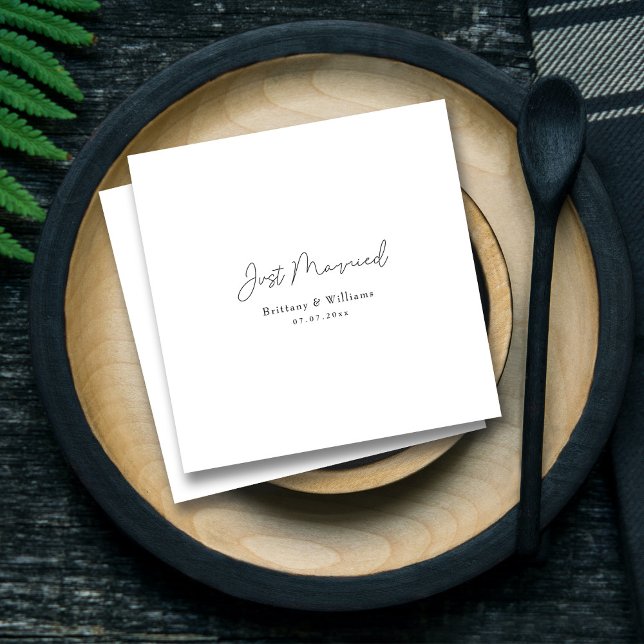 Guardanapo De Papel Casamento "Recem casados" elegante - Personalizado (Elegant 'Just Married' Wedding - Personalized Napkins)