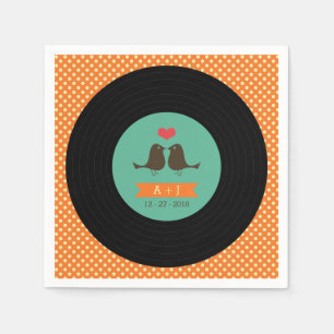Guardanapo De Papel Casamento retro moderno do registro de vinil