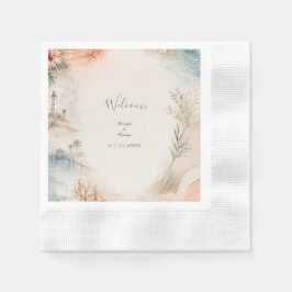 Guardanapo De Papel Casamento Romântico à Beira-Mar Paraíso de Conchas