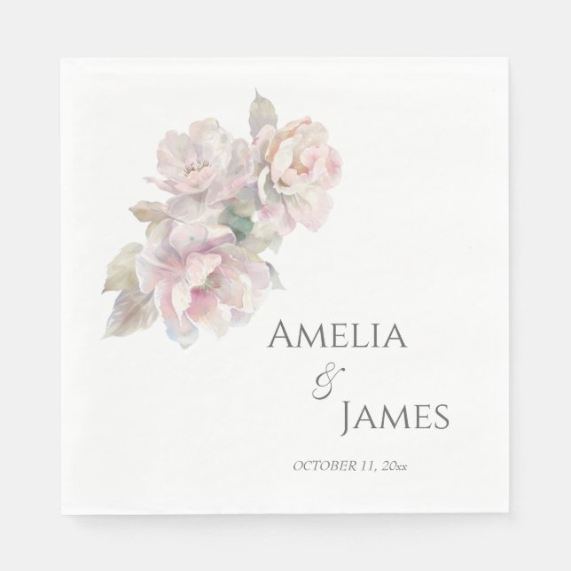 Guardanapo De Papel Casamento Romântico Blush Peony Floral (Frente)