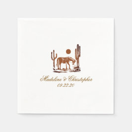 Guardanapo De Papel Casamento Romântico Castanho Escuro Ocidental