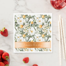 Guardanapo De Papel Casamento Romântico das Laranjas Florais de Verão