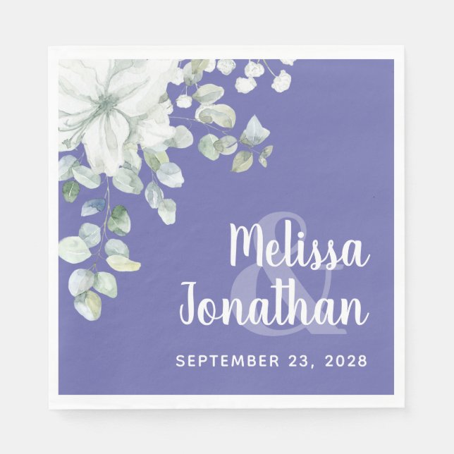 Guardanapo De Papel Casamento romântico de aquarelas florais de flores (Frente)