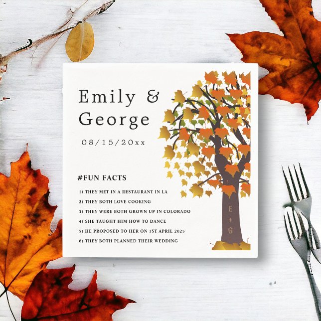 Guardanapo De Papel Casamento Romântico de Árvores de Queda Elegante (Criador carregado)