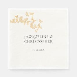 Guardanapo De Papel Casamento Romântico de Borboletas Douradas de Mode