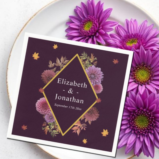 Guardanapo De Papel Casamento Romântico de Dahlia de outono (Criador carregado)