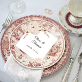 Guardanapo De Papel Casamento Romântico de Flor Rosa-Rosa-Rosa-Esmagad