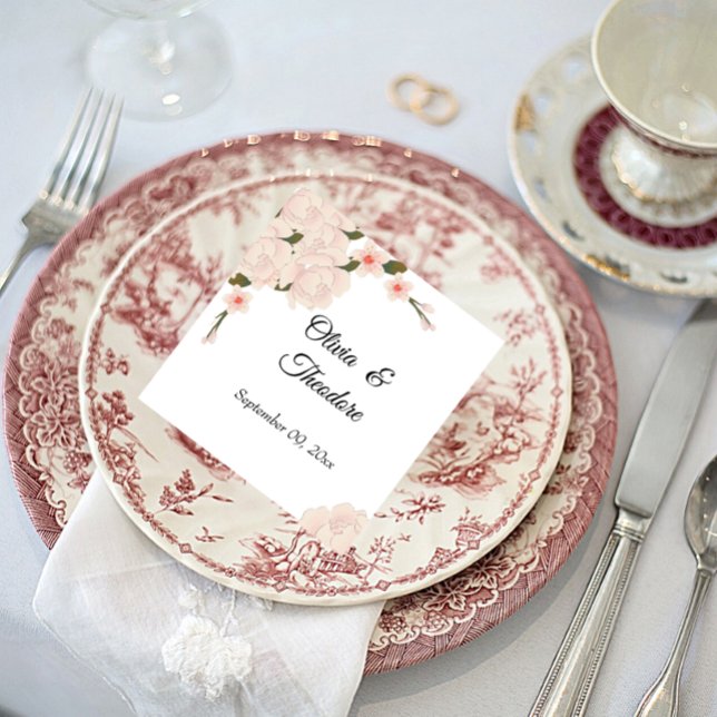 Guardanapo De Papel Casamento Romântico de Flor Rosa-Rosa-Rosa-Esmagad (Criador carregado)