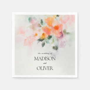 Guardanapo De Papel Casamento Romântico de Luxo Floral Watercolor