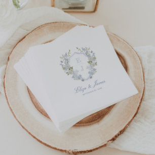 Guardanapo De Papel Casamento Romântico do Monograma Azul com Pó