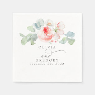 Guardanapo De Papel Casamento Romântico Elegante de Flores Rosa