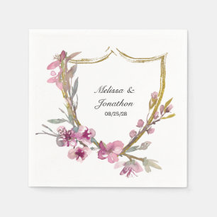 Guardanapo De Papel Casamento Romântico Floral de Cereja Rosa