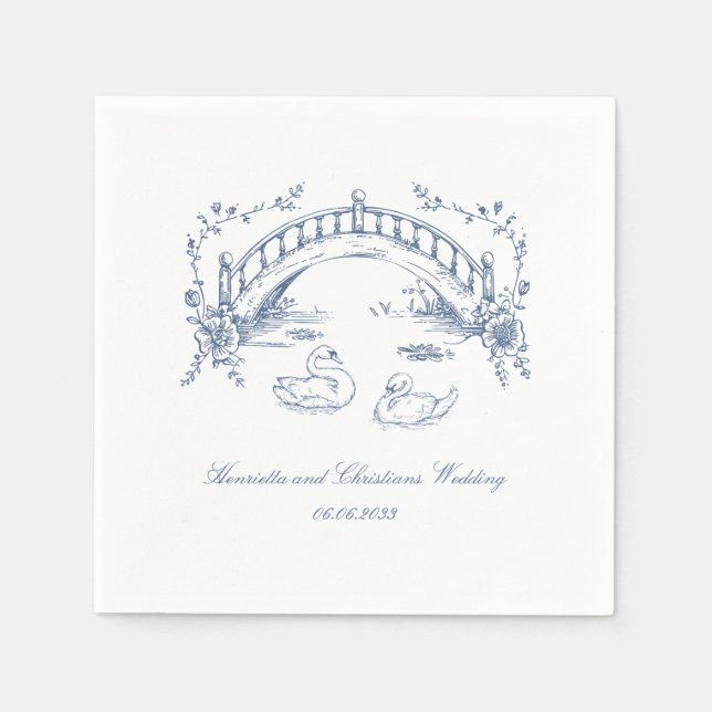 Guardanapo De Papel Casamento Romântico personalizado vintage rústico  (Frente)