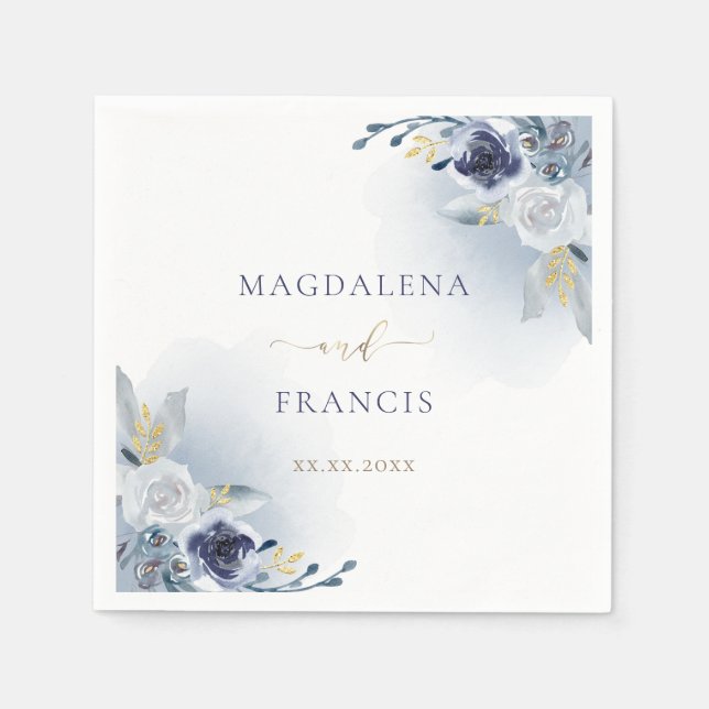 Guardanapo De Papel casamento rosa azul (Frente)