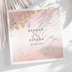 Guardanapo De Papel Casamento Rosa Bege e Dourado