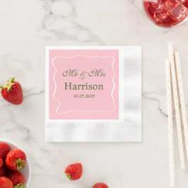 Guardanapo De Papel Casamento Rosa Personalizado Moderno e Minimalista