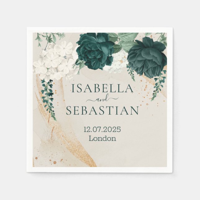 Guardanapo De Papel Casamento Rosa Verde Botânica (Frente)
